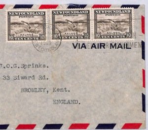 Canada NEWFOUNDLAND Air Mail Cover St John's 15c SALMON Botwood 1939 FISH YN81