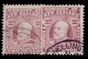 NEW ZEALAND QV SG388 + 388a, 2d SHADE VARIETIES, USED. Cat £13.