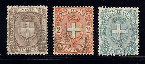 ITALY Scott #73-75, Sassone #65-67, Used, Cat. $18.75