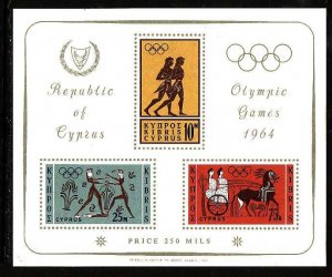 Cyprus-Sc#243a- id9-unused NH sheet-Sports-Olympics-Tokyo-1964-