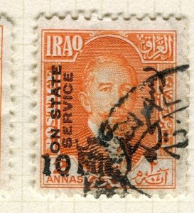 IRAQ; 1932 surcharged Faisal STATE SERVICE issue used Shade of 10f. value