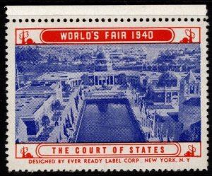 1940 US Poster Stamp World's Fair The Court of States Unused