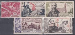 French Equatorial Africa Scott C24,C35-6,C38,C43 Mint NH (Catalog Value $23.50)