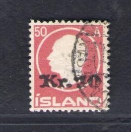 1924-26 Iceland, no. 111 - 10 k. out of 50 a. - Used Raybaudi Certified