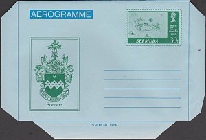 BERMUDA 30c Arms / Map aerogramme unused...................................J735