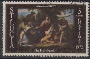 Saint Lucia 324 (used) 5c Christmas: “Holy Family” by Ricci (1972)