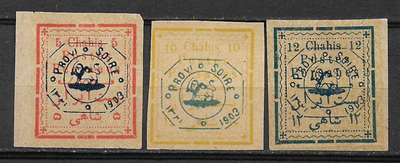 COLLECTION LOT OF #544 IRAN # 338-40 MH 1903 HCV