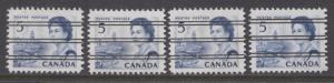 Canada #458xxi,xxii 5c Deep Blue Centennial Precancel 4 Different Pprs  VF-75 NH