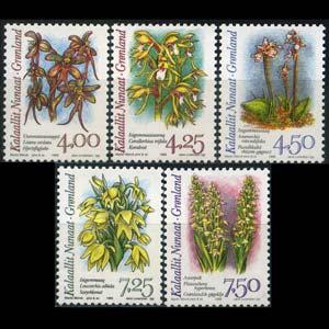 GREENLAND 1995 - Scott# 279-83 Orchids Set of 5 NH