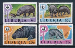 [54043] Liberia 1984 Wild animals Mammals WWF Hippo MNH