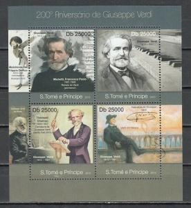 St. Thomas, 2013 issue. Composer G. Verdi sheet of 4. ^