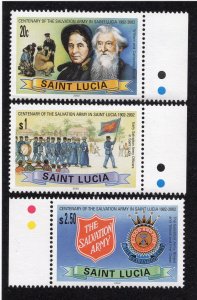 St. Lucia 2002 Set of 3 Salvation Army, Scott 1164-1166 MNH, value = $8.00