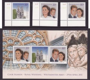 Cook Is.-Sc#1364-6a- id9-unused NH set+sheet-Prince William & Kate-Wedding-2011-