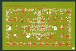 Denmark. 1963 Christmas Seal Unfolded MNH Sheet Imperforated.  Santa Snowman