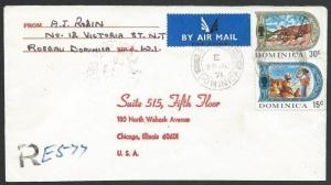 DOMINICA 1971 Registered cover to USA - ROSEAU cds, Handstruck R...........50267