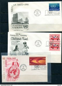 UN Accumulation 1966 12 first Day of issue Covers + Postal card Used 11876