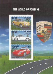 Maldives 2000 MNH Scott #2514 Sheet of 3 12r Cars The World of Porsche