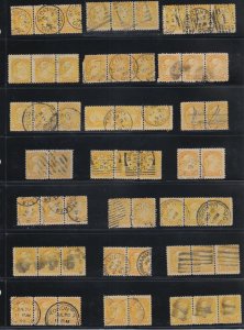  Small Queen lot 15 strips & 6 pairs DATED, fancy, Sq. circle Canada used 