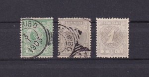 SA20b Suriname 1892 Queen Wilhelmina and Numeral, hinged and used stamps