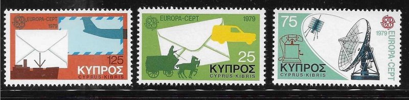 Cyprus 1979 Europa CEPT Mail Coach Satellite Steamship Sc 513-515 MNH A2021