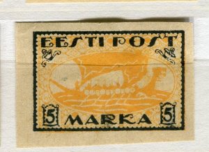 ESTONIA; 1919-20 Imperf pictorial issue fine Mint hinged Shade of 5M. value