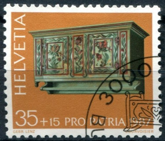Switzerland Sc#B531 Used, 35c+15c brn & multi, Pro Patria 1987 (1987)