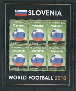 Gambia #3272 (2010 Slovenia World Cup) in mini-pane of six VFMNH CV $9.40