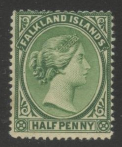 FALKLAND IS. Sc#10 1899 1/2p Yellow Green Unused w/o Gum