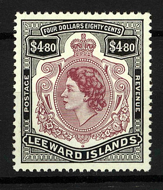 Leeward islands 1954 QEII $4.80 sg140 Mint (1v) Stamp