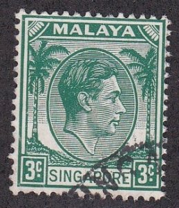 Singapore # 3, King George VI, Used,