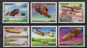 Paraguay MNH Set Of 6 Aircraft Aviation