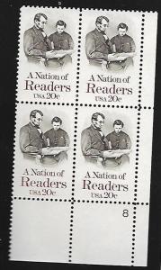 US 2106 MNH NATION OF READERS LR PLATE BLOCK