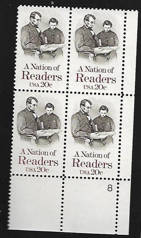 US 2106 MNH NATION OF READERS LR PLATE BLOCK