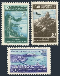 Turkey 1034-1036, MNH. Mi 1261-1263. ICAO, 1950. Hezarfen Ahmet Celebi. Planes.