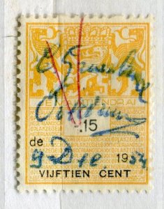 NETHERLANDS; Early 1950s early Revenue issue fine used 15c. value