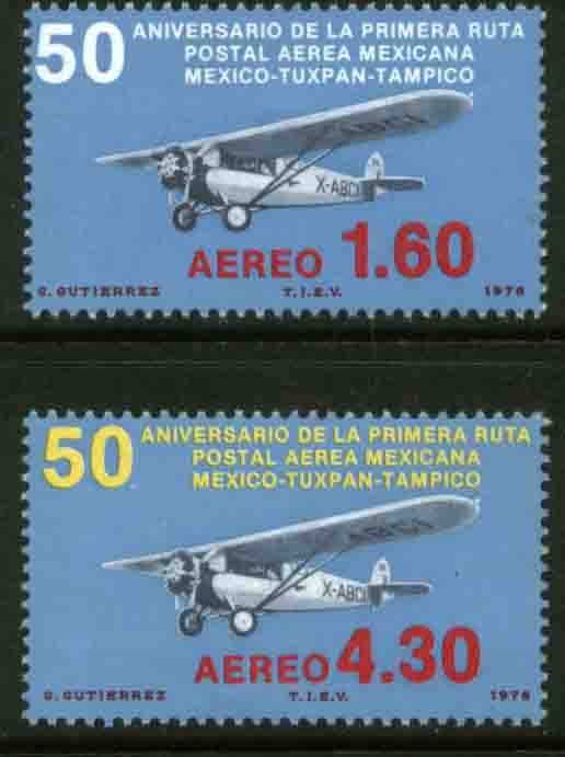 MEXICO C561-C562 50th Anniv 1st Air Mail Route. MINT, NH. VF.