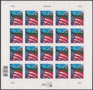 US 3449 Old Glory over Farm First Class 34c sheet 20 P3333 MNH 2001