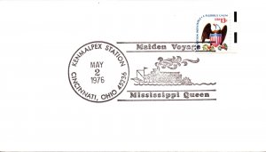 US SPECIAL EVENT COVER THE MISSISSIPPI QUEEN MAIDEN VOYAGE CINCINNATI 1976 T2