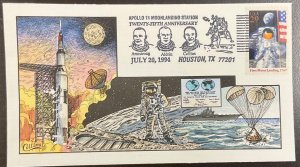 2841a Collins Hand Painted cachet First Moon Landing FDC 1994