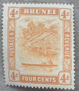 Brunei 1929 4c orange, unused.  Scott 48, CV $2.40.   SG 65