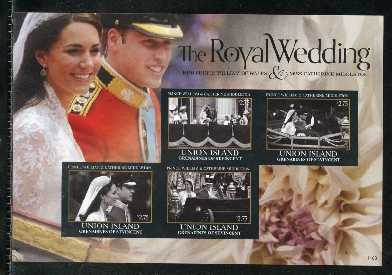 UNION ISLAND WEDDING OF PRINCE WILLIAM & KATE MIDDLETON IMPERF SHEET I MINT NH