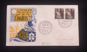C) 1954. SPAIN. FIRST AIRMAIL ENVELOPE SENT TO ARGENTINA. DOUBLE STAMP OF SANTO