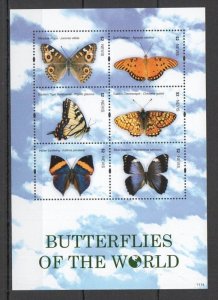 Nevis MNH S/S Butterflies 2011 6 Stamps