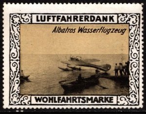 1914 WW I Germany Poster Stamp Luftfahrerdank Wohlfahrtsmarke Albatross Seaplane