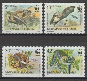 BULGARIA 1989 WWF SG 3593/6 MNH