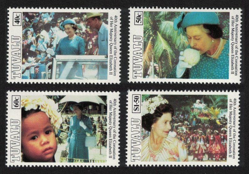 Tuvalu 40th Anniversary of Coronation 4v 1993 MNH SG#677-680