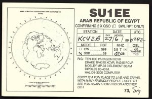 QSL QSO RADIO CARD SU1EE,Arab Republic of Egypt,de Sig,Map, Egypt (Q2732)