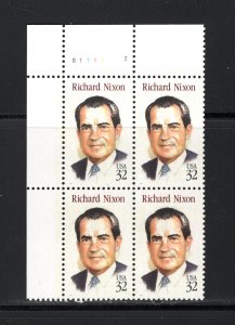 US #2955,  Plate # Block, VF, MNH, Richard Nixon, CV $3.00 ....... 6785981