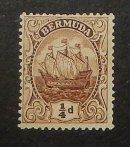 Bermuda 40. 1912 1/4p Brown Caravel