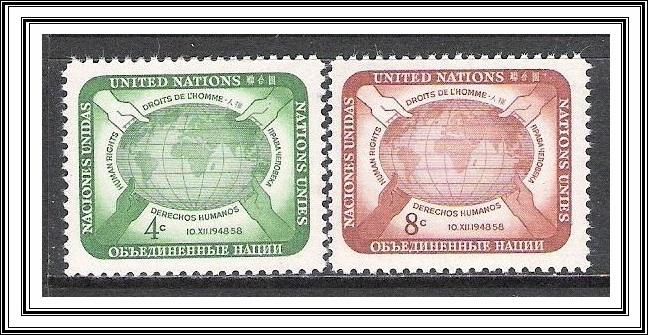United Nations NY #67-68 Human Rights Complete Set MNH